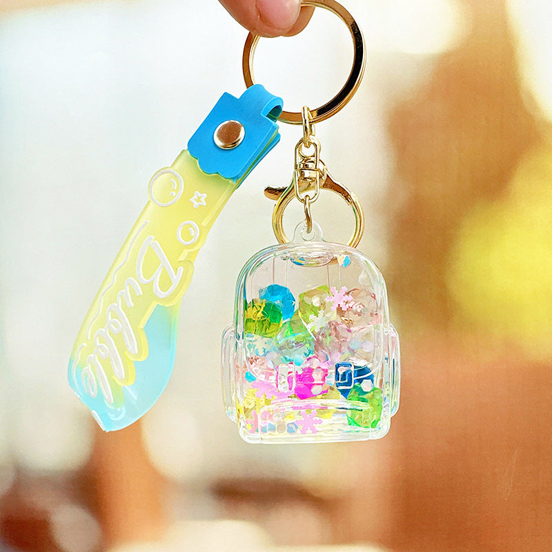Wholesale Cartoon Colorful Quicksand Bottle Acrylic Liquid Keychain